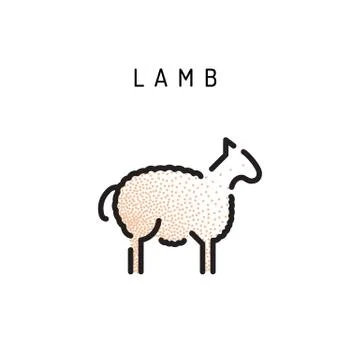 Vector lamb lamb outline icon Illustrazione stock