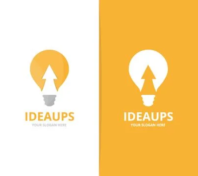 Vector lamp and arrow up logo combination. Lightbulb and growth symbol or icon Stock Illustration