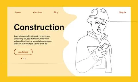 Vector landing page of architecture works Stock Illustration