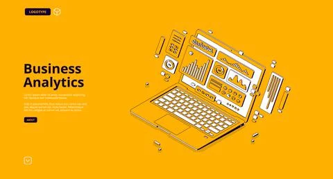 Vector landing page of business analytics Stock Illustration