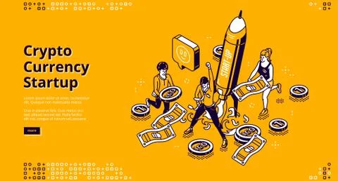 Vector landing page of crypto currency startup Stock Illustration