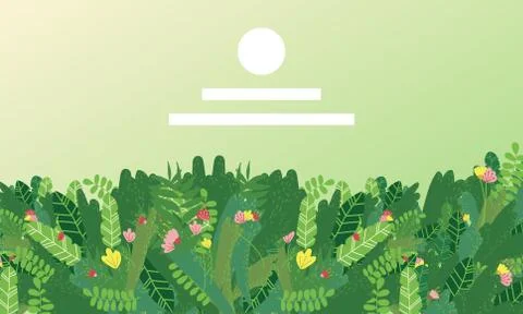 Vector landing page design with tropical greens Stock Illustration