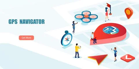 Vector landing page GPS navigation or tracking system support concept Stock Illustration