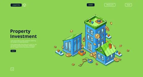 Vector landing page of property investment Stock Illustration