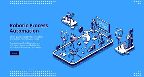 Vector landing page of robotic process automation Stock Illustration