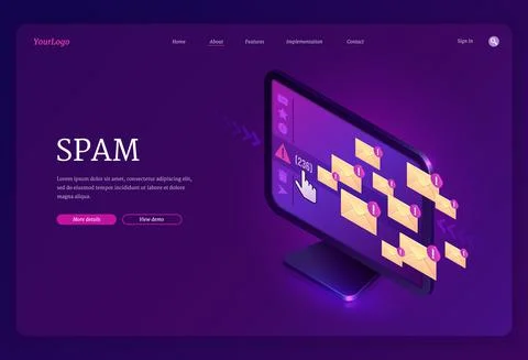 Vector landing page of spam, junk email messages 스톡 일러스트