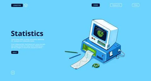 Vector landing page statistics and data analysis Stock Illustration