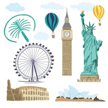 Vector Landmarks Set Stock Illustration