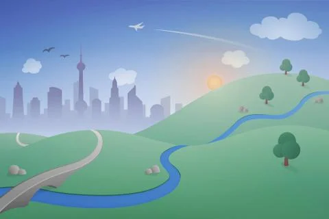 Vector Landscape City Stock Illustration