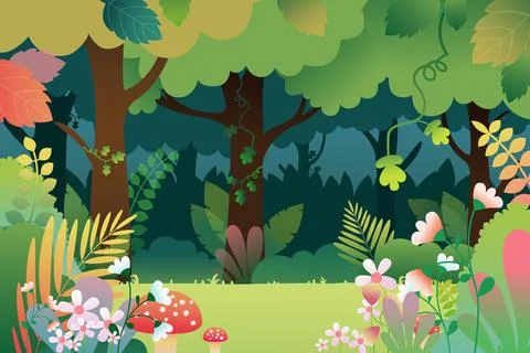 Vector landscape with deep forest Stock Illustration