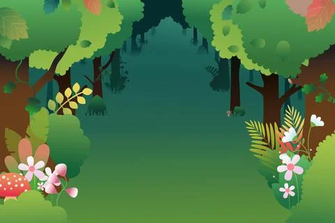 Vector landscape with deep forest Stock Illustration