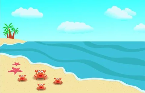 Vector landscape design background summer vacation  tropical ocean meets bl.. Stock Illustration