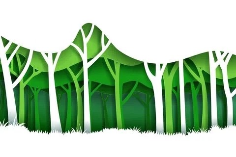 Vector landscape with green eco forest plantation. Background of landscape pa Stock Illustration