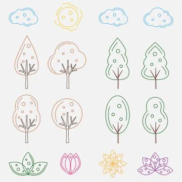 Vector Landscape icons Illustrazione stock