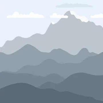 Vector landscape - mountain background. Hills and mountains layers. Stock Illustration