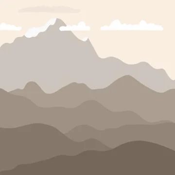 Vector landscape - mountain background. Hills and mountains layers. Stock Illustration