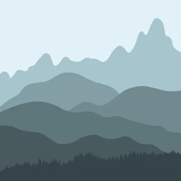 Vector landscape - mountain background. Hills and mountains layers. Stock Illustration