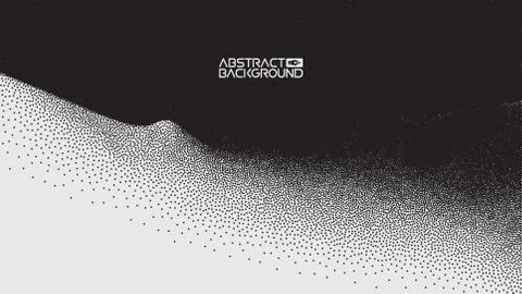 Vector landscape of mountain in dotwork style. Stipple illustration design. Old Stock Illustration