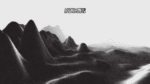 Vector landscape of mountain in dotwork style. Stipple illustration design. Old イラスト素材