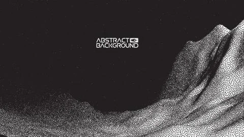 Vector landscape of mountain in dotwork style. Stipple illustration design. Old Stock Illustration