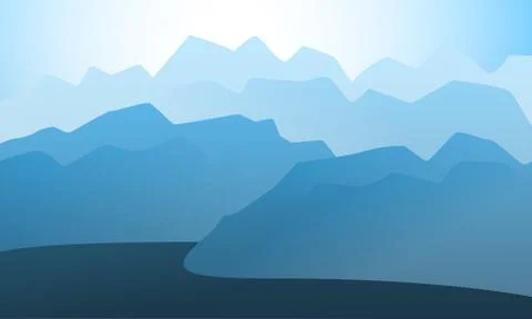 Vector landscape mountain peak horizon travel illustration background. Vacati Stock Illustration