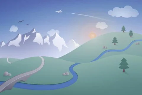 Vector Landscape Mountains Stock Illustration