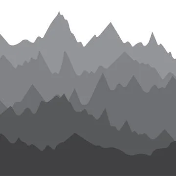 Vector landscape with silhouettes of mountains, nature background Stock Illustration