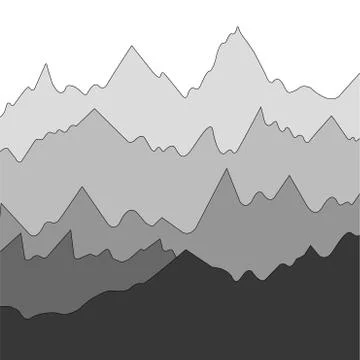 Vector landscape with silhouettes of mountains, nature background Illustrazione stock