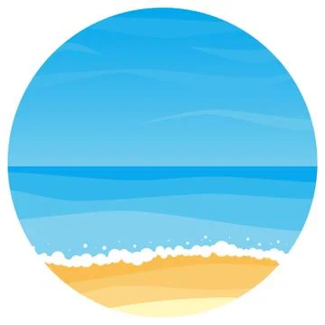 Vector landscape with summer beach in circle Stock Illustration