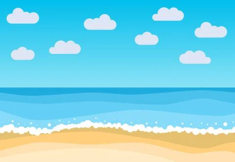 Vector landscape with summer beach Stock Illustration
