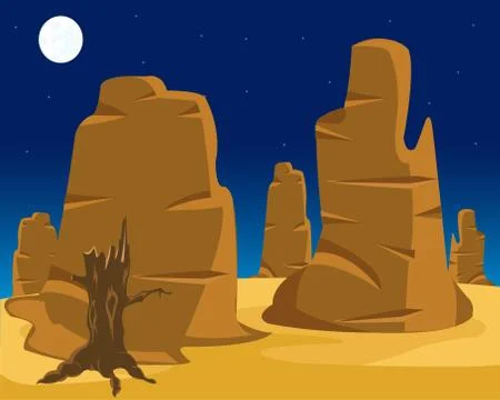 Vector  landscape of wild west. Stock Illustration