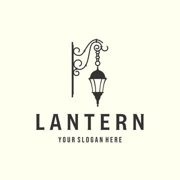 Vector of lantern or lamp with vintage style logo illustration template graph Stock Illustration