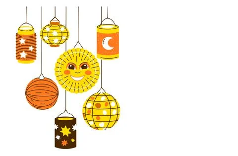 Vector Lanterns composition for saint martin day traditional in Germany Stockillustratie