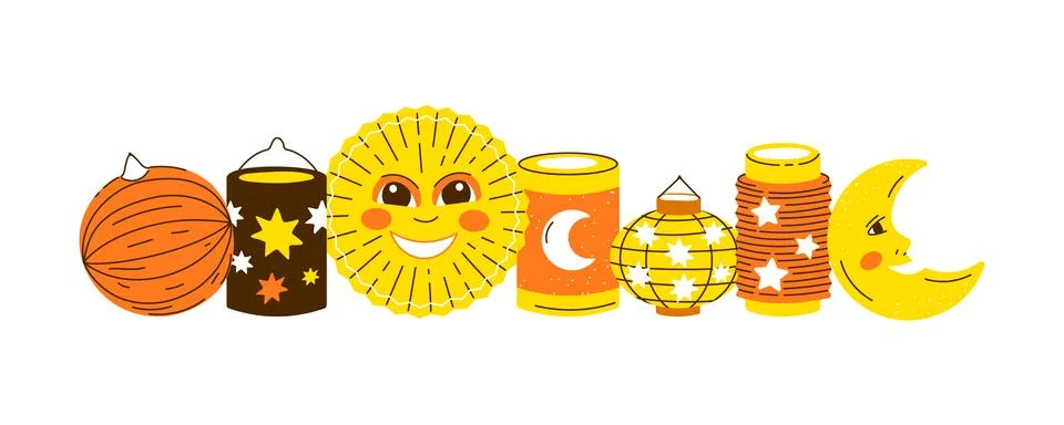 Vector Lanterns composition for saint martin day traditional in Germany Stock Illustration