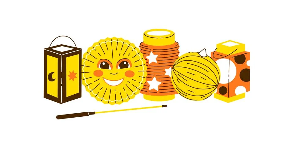 Vector Lanterns composition for saint martin day traditional in Germany Stock-Illustration