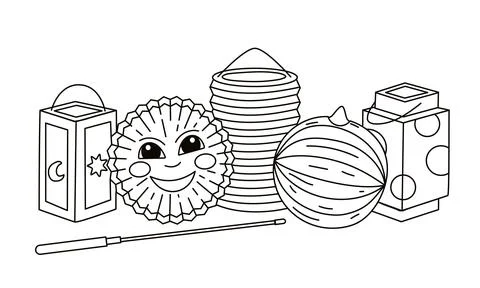 Vector Lanterns composition for saint martin day traditional in Germany Stock Illustration