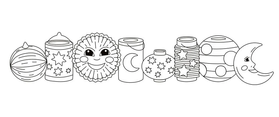 Vector Lanterns composition for saint martin day traditional in Germany Stock Illustration