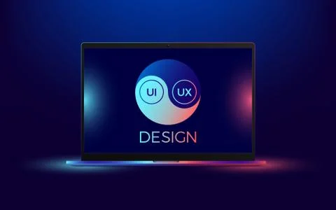 Vector laptop with blue and red illumination Illustrazione stock