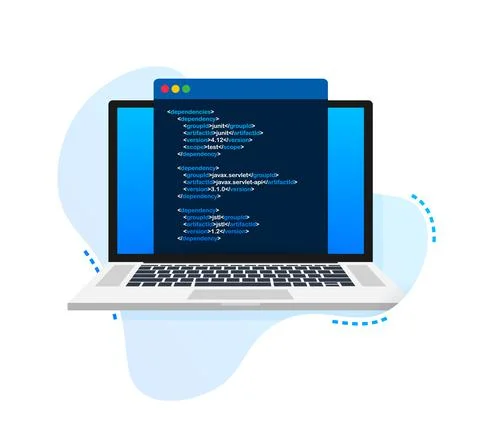 Vector laptop coding pattern. Web developer, design, programming. Laptop screen Illustrazione stock