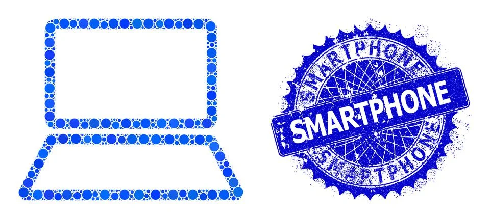 Vector Laptop Computer Collage of Dots and Scratched Smartphone Stamp Stock Illustration