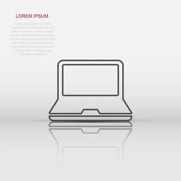 Vector laptop computer icon in flat style. Notebook sign illustration picto.. Stock Illustration