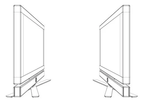 Vector laptop outline. Personal computer in flat style. Desktop computer co.. Stock Illustration