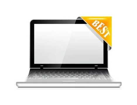 Vector laptop with sticker icon Vector laptop with sticker (corner ribbon)... Stock Photos