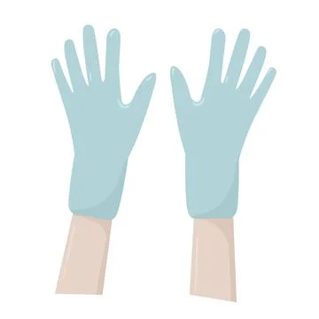 Vector latex rubber gloves on hands in flat design. For the concept of epidem Stock Illustration