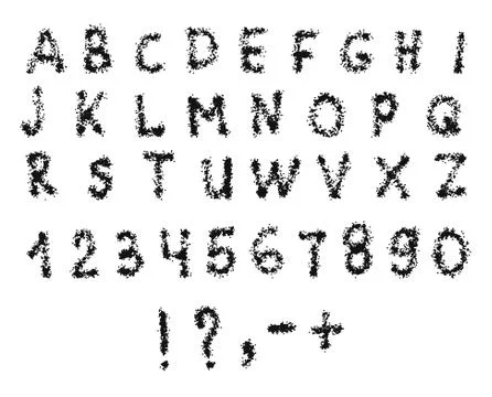 Vector Latin alphabet with numbers. The texture of sea sand Stock Illustration