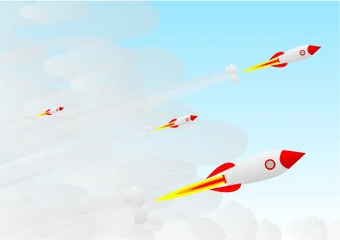 Vector : Launching rockets on blue sky Stock-Illustration