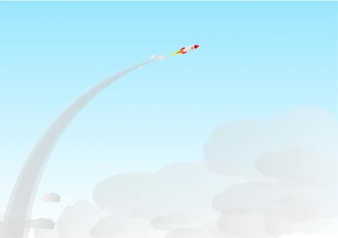 Vector : Launching rockets on blue sky Illustrazione stock