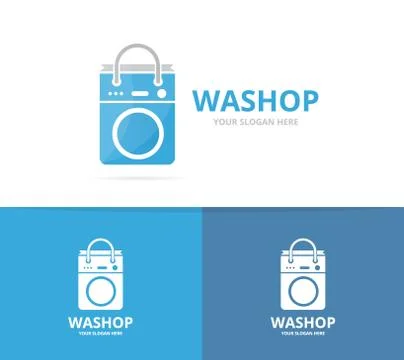 Vector of laundry and bag logo combination. Washing machine and shop symbol or Stock Illustration