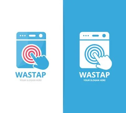 Vector of laundry and click logo combination. Washing machine and cursor symbol Illustrazione stock