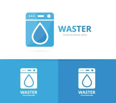 Vector of laundry and water drop logo combination. Washing machine and oil Stock Illustration